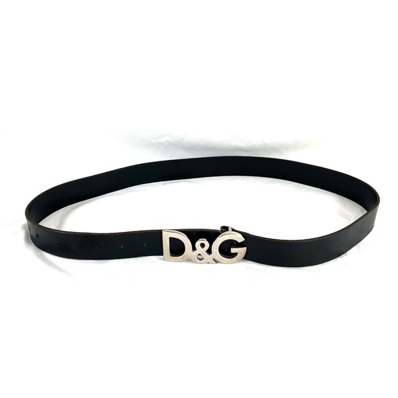 DOLCE & GABBANA Black Leather D&G Logo Buckle Belt 38